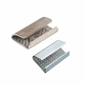 PET strapping Clips, serrated metal clips for use with PET strapping and PP strapping